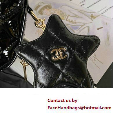 chanel Mirror Calfskin, Calfskin  &  Gold-Tone Metal Flap Bag  &  Star Coin Purse AS4648 Black 2024